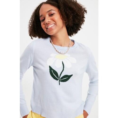 Trendyol Flower Jacquard Knitwear Sweater TWOAW22KZ1357