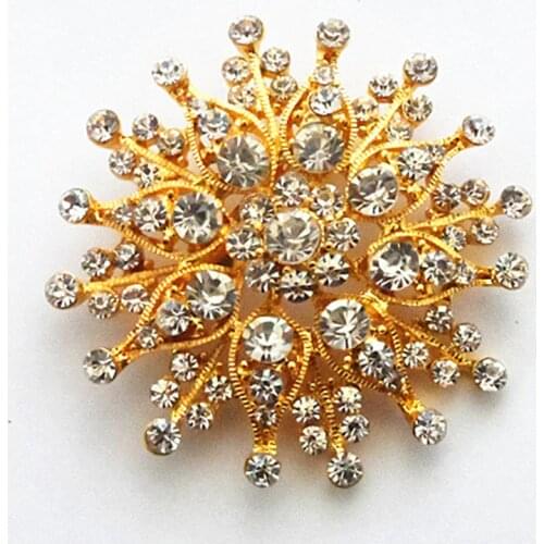 Fany Flower Woman Gold Brooch Top Quality Cubic Zircon Crystal Jewelry Flower Women Wedding Brooch Hot Selling Women Scarf Pin