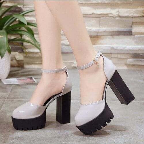 2021 Spring Autumn Suede Shoes Women Fashion High Heels 11.5cm Spike Heels Ankle Strap Black red Platform Pumps Party Shoes