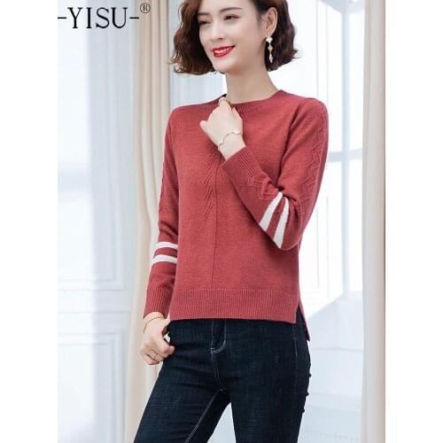 YISU Women Simple Thin section Sweater Spring Solid color O-Neck Long sleeve Sweater Jumper Female Casual Knitted Pullover