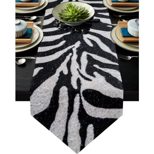 Animal Zebra Fur Texture Pattern Table Runner Wedding Table Decoration Christmas Decor Tablecloth Table Runners and Placemats