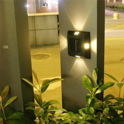 New Hot 1/4PC Outdoor Garden Solar Light 4LED Four Sides Wall Lamp IP65 Waterproof Warm White Light Street Lamp Safety Lighting