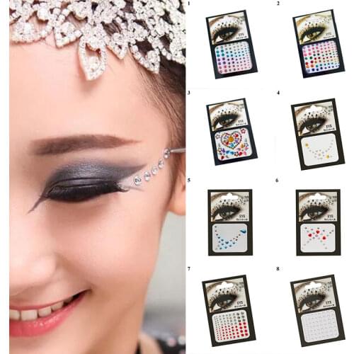1Sheet Colorful Rhinestone Face Body Colored Diamonds Jewels Stickers Party Festival Decoration Self Adhesive Eye Shadow Diamond