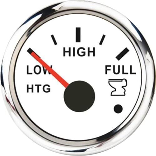 2 Inch (52mm) Water Level Gauge Sewage Level Meter Waterproof for Boat Car Motorcycle 0-190ohm L-F Signal 12V/24V (White)