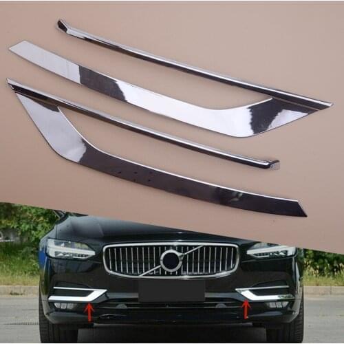 2pcs Chrome Front Fog Light Lamp Lower Bumper Frame Cover Trim Fit for Volvo S90 2017 2018 2019