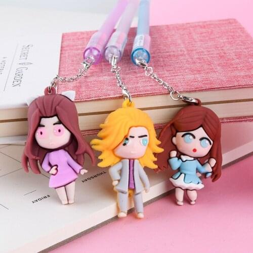 20 pcs/lot Kawaii Character Pendant Gel Pen Cute 0.5mm Black Ink Neutral Pens Promotional Gift Stationery School Supplies
