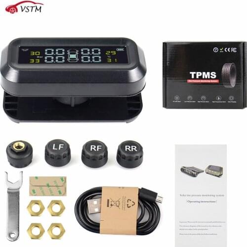 2021 New Solar Power TPMS Car Tire Pressure Alarm Monitor System Auto Security Alarm Systems Tyre Pressure Temperature Warning