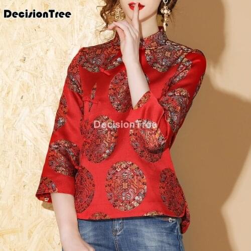 2021 traditional chinese qipao satin embroidery jacket top women qipao cheongsam tops vintage tang suit elegant lady outerwear