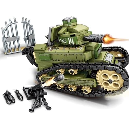2021 Military WW2 Empires Of Steel Renault FT17 Tank Vehicle Soldiers MOC Weapon Building Blocks Bricks Classic Model Toys Gifts