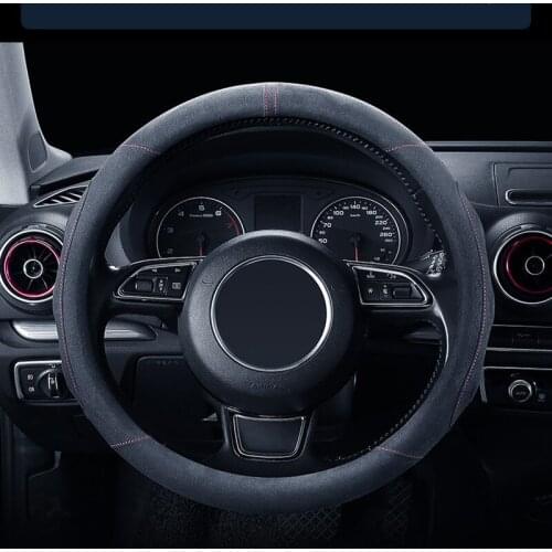 38cm Suede Cow Leather Car Steering Wheel Cover Hollow pattern for BMW E90 F01 F06 F10 F15 F16 F20 F21 F25 F26 F30 F32 F82