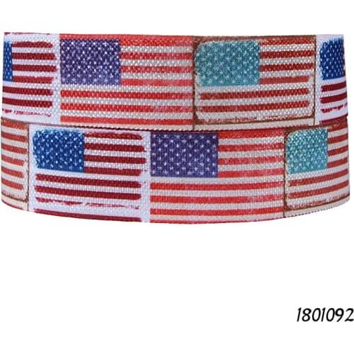 50 yards/lot) Free shipping US flag printed fold over elastic for July. 4th