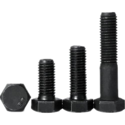 8Pcs M7 Carbon Steel Hexagon Screw External Hex Socket Head Bolts Black 8.8G DIN933 45mm-70mm Length