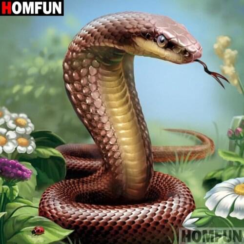 HOMFUN Full Square/Round 5D DIY Diamond Embroidery "Animal snake" Diamond Painting Cross Stitch Rhinestone 5D A00939