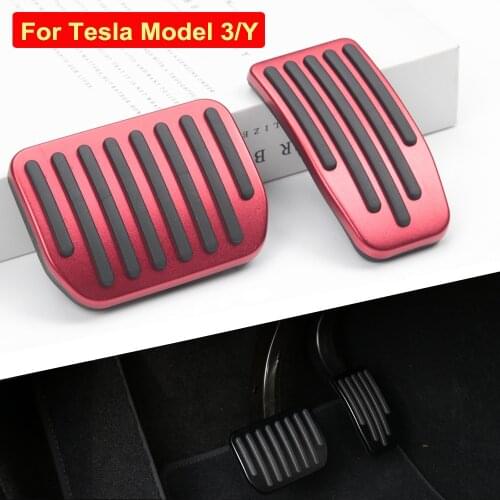 Car Foot Pedals for Tesla Model 3 Y 2016-2021 Aluminium Alloy Accelerator Gas Fuel Brake Pedal Pads Mats Cover Styling Non-Slip