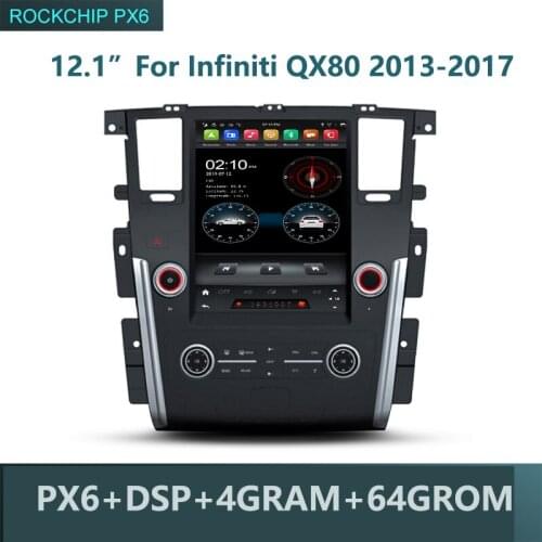 Vertical Tesla Car multimedia DSP IPS PX6 Android 9.0 4G +64GB SIM GPS Auto Radio wifi Bluetooth 5.0 For Infiniti QX80 2013-2017