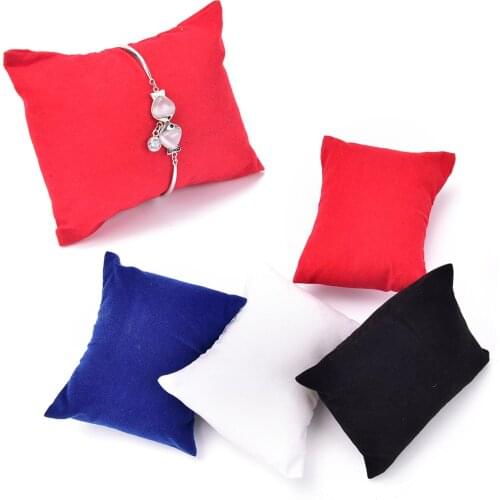 Velvet Pillow Holder Bracelet Watch Box Display Pillows 5pcs Red White Black Blue Jewelry Bangle Jewelry Showcase Display 8x9cm