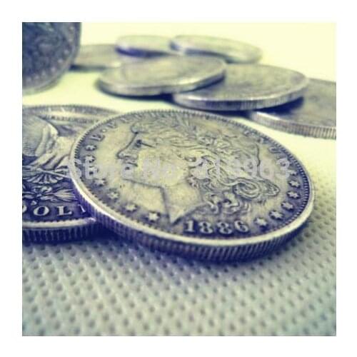 Free Shipping 5pcs/Lot Steel Morgan Dollar (3.8cm),Close Up Magic,Mentalism,Stage Magic Props,Comedy,Magia Toys Classic
