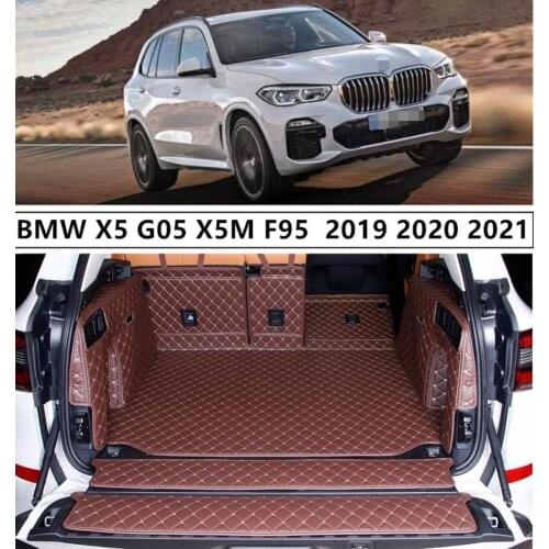 For BMW X5 G05 X5M F95 2019 2020 2021+ Full Rear Trunk Tray Liner Cargo Mat Floor Protector foot pad mats Embroidery Leather