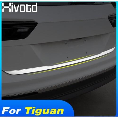 Hivotd For Volkswagen VW Tiguan mk2 2020 2019 stainless steel Rear Trunk Door Handle Cover Tail Gate Trim Bezel Molding Styling