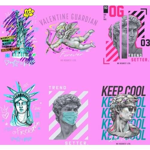 Italian style European statue David image heat transfer vinyl hot sticker DIY boys club team clothing inscription customization