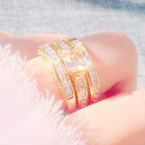 Three-piece suit wedding ring zircon jewelry bride wedding engagement ring ladies fine jewelry