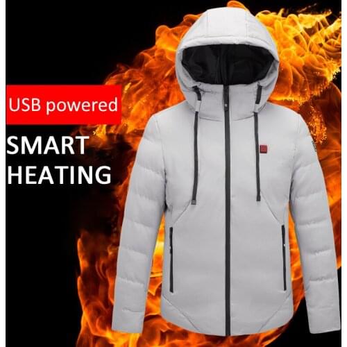 1 pcs New intelligent temperature control heating Ski suit USB charging electric Down Jackets 4 zone heating Waterproof
