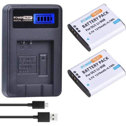 2 Pack LI-90B LI 90B LI90B LI-92B Camera Battery + LCD USB Charger for Olympus Tough TG-1 iHS TG-2 iHS TG-3 TG-4 SH50 iHS SH60