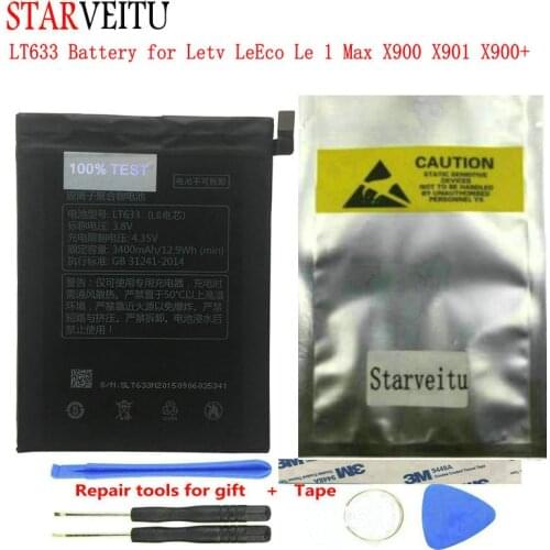 LT633 Battery for Letv LeEco Le 1 Max X900 X901 X900+ Mobile Phone Rechargeable Li-polymer Batteries 3100mAh Tested