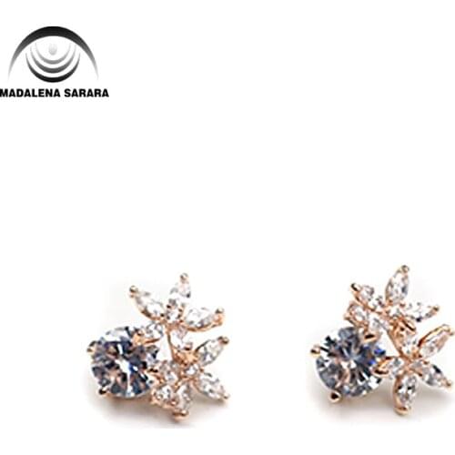 MADALENA SARARA AAAA Cubic Zircon Inlaid Pave Setting And Crytal Copper Earrings Three Style Options MD-00457K