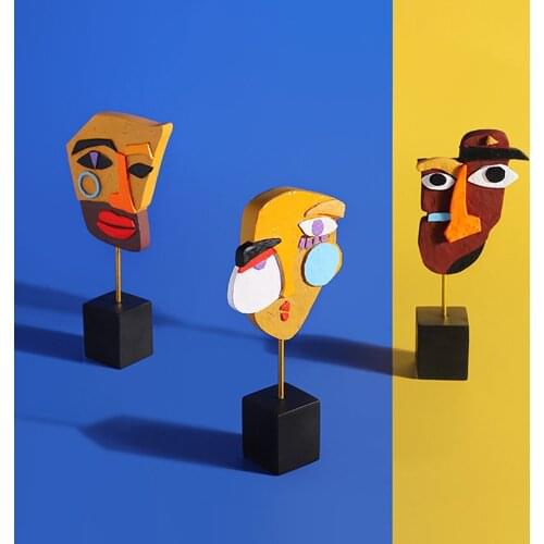 Resin Art Face Mask Ornaments Creative Crafts Sculpture Living Room Decoration Statuette for Home Tabletop Room Office Decor