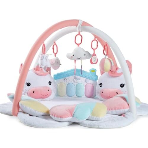 Cartoon unicorn pedal piano music baby playmat baby gym kids rugs crawling mat kids carpet toys for toddler boys plush dolls toy