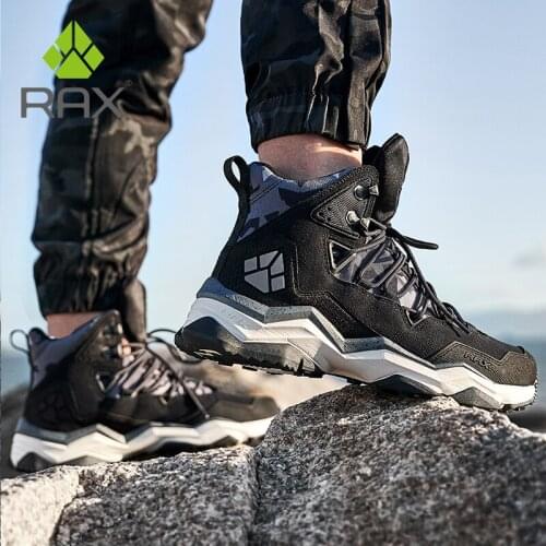 RAX Men Hiking Shoes winter Waterproof Outdoor Sneaker Men Leather Trekking Boots Trail Camping Climbing Sneakers leather shoes