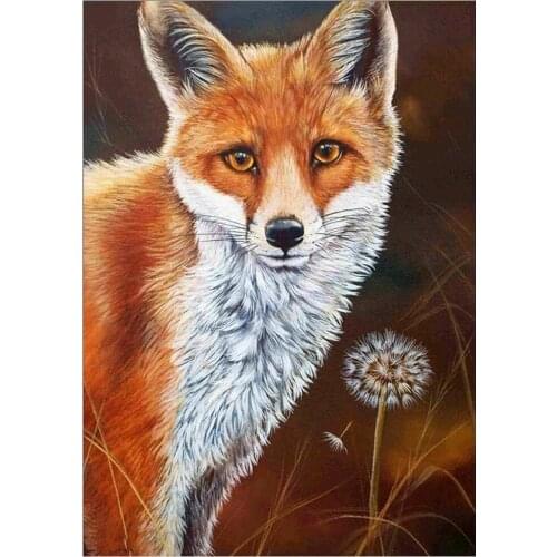 PDMDOG Round full square diamond 5d animal diamond painting fox Dandelion DIY diamond embroidery kit home decoration ornaments