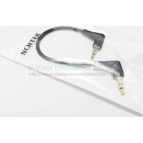 NCHTEK Dual 90 Degree Right Angled 3.5mm 4 Poles Audio Male to 3 Poles Male Extension Cable About 15CM/Free Shipping/10PCS
