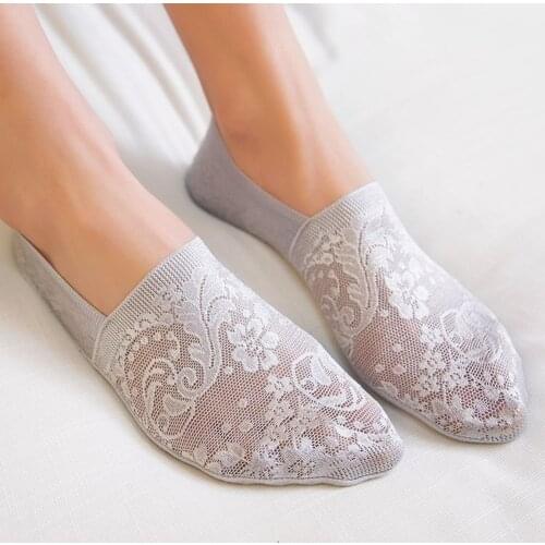 1 Pair Fashion Women Girls Summer Socks Style Lace Flower Short Sock Antiskid Invisible Ankle Socks 2019 New 7 colors