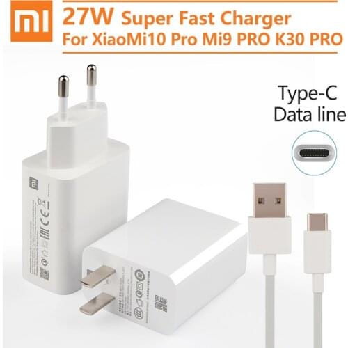 Original XIAOMI 27W QC4.0 Turbo Fast Charge Adapter For Mi CC9 A3 Mi9T Mi10 MiX4 Redmi Note 8 Pro K30 K20 PRO Note7 Pad4 Usb-C