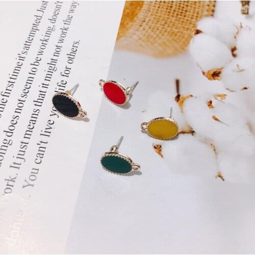 Alloy Dripping oil Oval Pendant Charms DIY Material Jewelry Earring Accessories