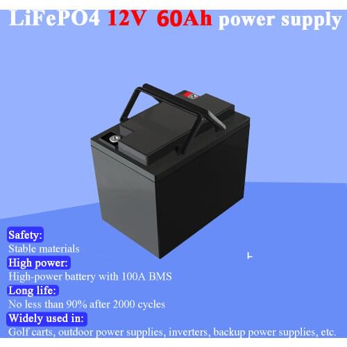 Land Voyager 12V 60Ah Deep Cycle LiFePO4 Rechargeable Battery Pack 12.8V 60Ah Life Cycles 4000 with 100A BMS Protection