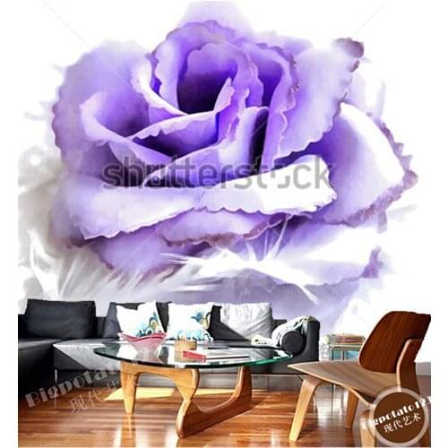 Custom papel DE parede sala, purple roses murals for the sitting room the bedroom TV setting waterproof wallpaper