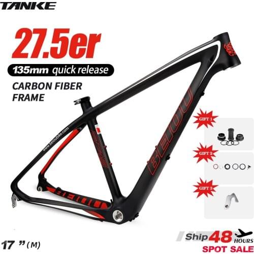 TANKE Bicycle Frame 17'' 27.5 MTB carbon fiber Disc BB68 thread internal cable matte Mountain Bikes frameset 135mm quick release