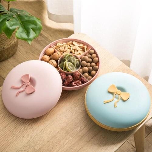 Creative bow Candy Box Dried Fruit Fruit Plate Snack Tray Case Nut Storage Boxes Wedding Home Organizer Storage