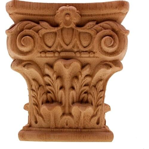DIY Vintage European Unpainted Wood Carved Decal Corner Onlay Applique Frame for Home Furniture Cabinet Door Fireplace Decor
