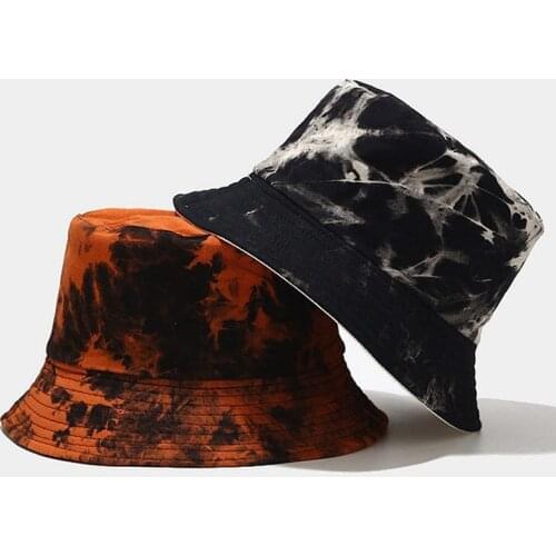 Double-sided Wearing Cap Visor Rainbow Color Bucket Hat Men And Women Cotton Flat Sun Hat Reversible Sun Tie Dye Fisherman Hat