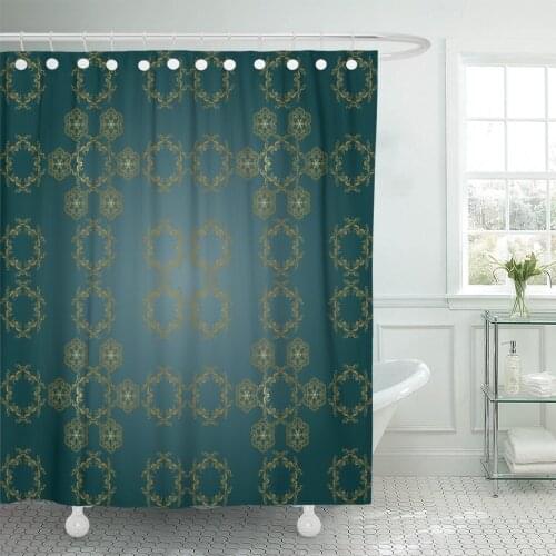 Asian Silk Patterns on Shades of Dark Teal Theater Shower Curtain Waterproof Polyester Fabric 60 x 72 Inches Set with Hooks