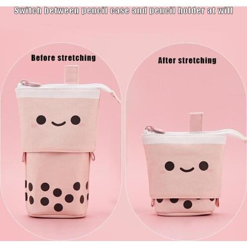 Cute Pencil Case Standing Pen Holder Telescopic Makeup Pouch Pop Up Cosmetics Bag for Girls Students Women Adults xqmg Home Offi