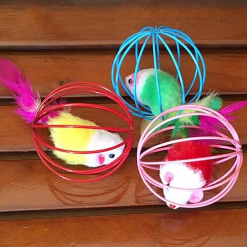 Funny Cute Color Random Funny Pet Kitten Cat Playing Mouse Rat Mice Ball Cage Toys YH-460543