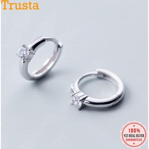 Trusta 925 Sterling Silver Dazzling CZ Geometric Ear Cuff Clip On Earring For Women Girl Piercing Earing Jewelry Gift DS2431