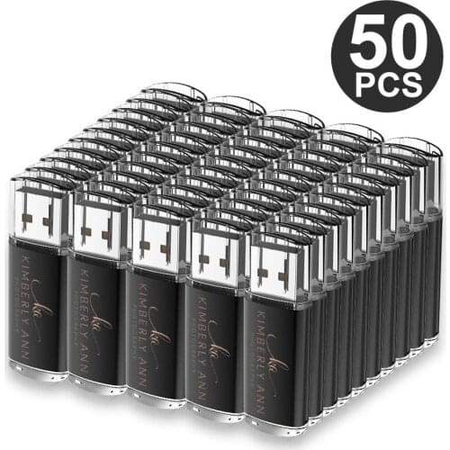 50PCS 8GB USB Flash Drive Customize Logo Rectangle 16GB Flash Pen Drives Personalized 2GB USB Memory Stick for PC/Mac/Laptop 4GB