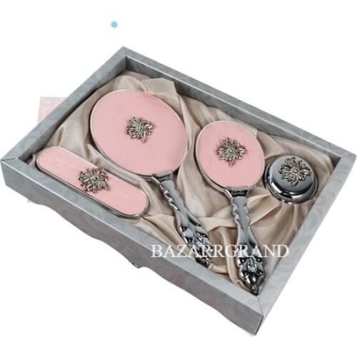 YOUR COMB SET WITH QUALITY COLOR TO ADD ELEGANCE TO YOUR STYLE Luxury Bridal Mirror Brush Toiletry Set (Pink FREE SHİPPİNG