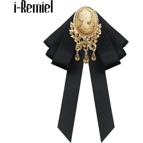Korean Vintage Fabric Bow Brooch Neck Tie Retro Beauty Head Ribbon Pins and Brooches Jewelry Luxury Gifts for Women Accessories